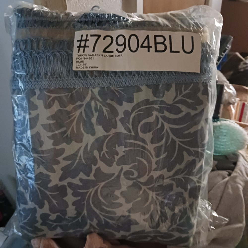 Luxurious Blue Damask Throw Blanket